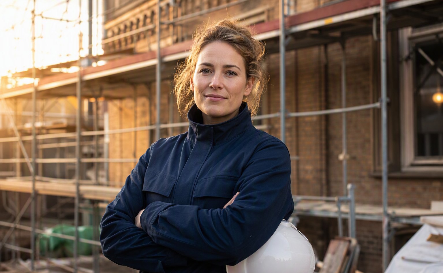 Sonja Maria Fritsche auf der Baustelle